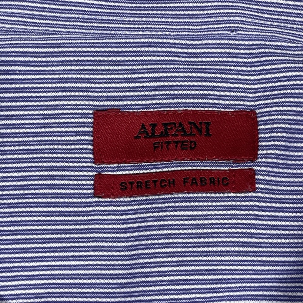 Alfani Fitted Dress Shirt Mens XL 17.5 34-35 Stretch Easy Care Purple White - Picture 2 of 8